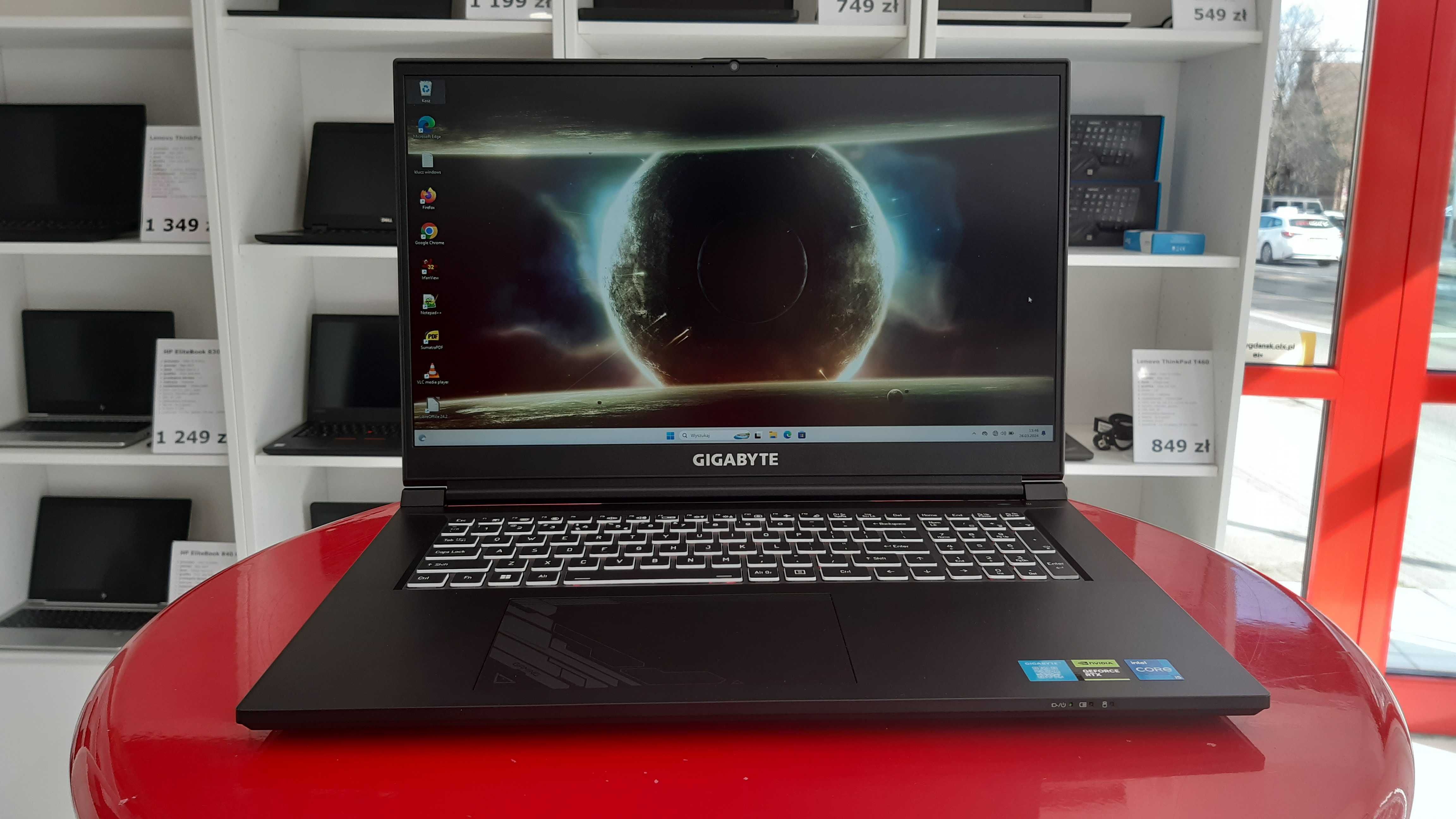 Nowy Laptop Gamingowy Gigabyte i5-12500f 16GB/512SSD RTX4060 FV Raty0%