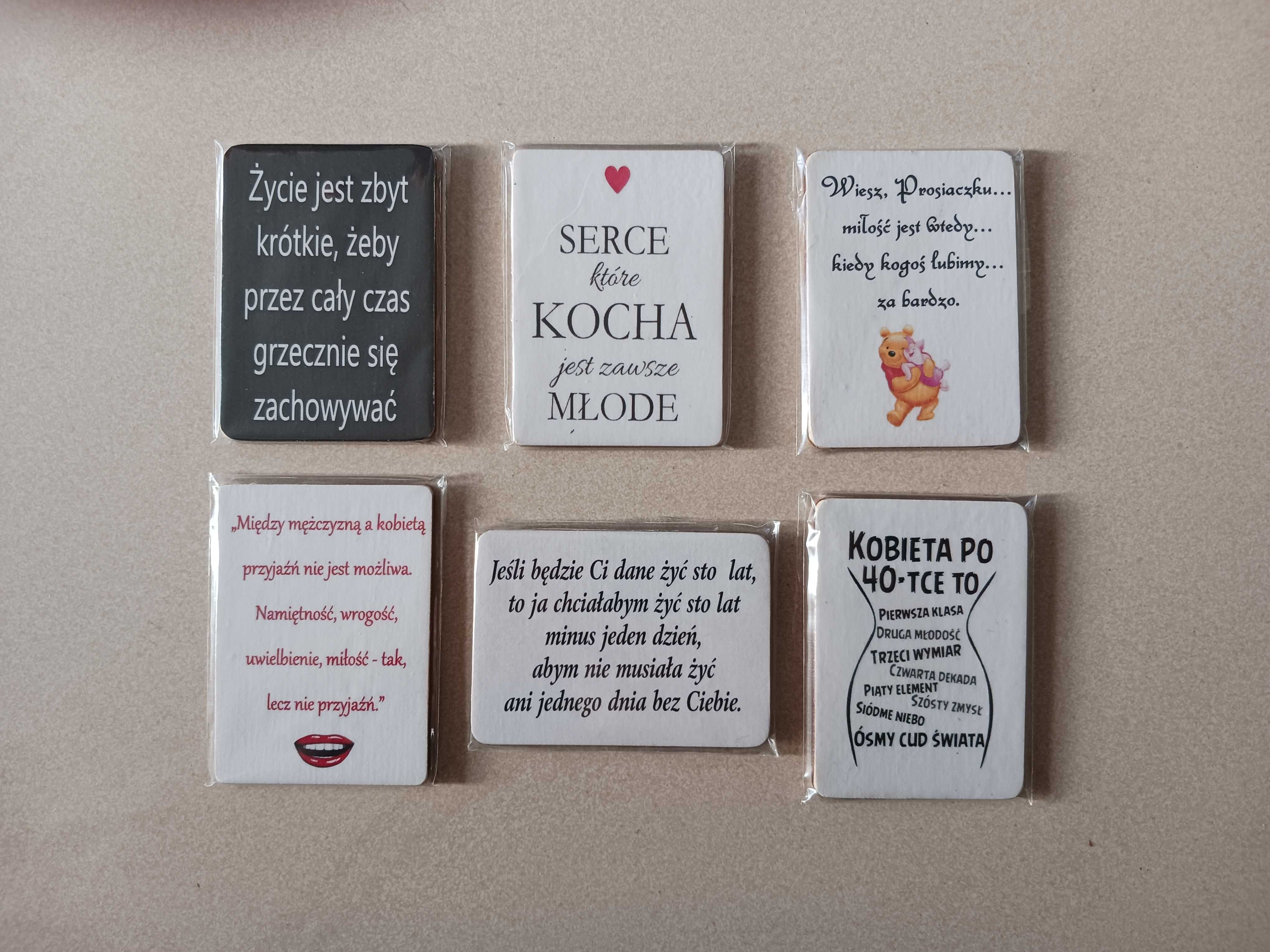 Drewniany MAGNES na lodówkę CYTATY. aforyzmy. złote myśli.