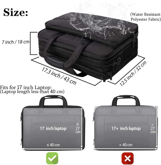 Torba na laptopa o przekątnej 17cali duża teczka biznesowa wodoodporna