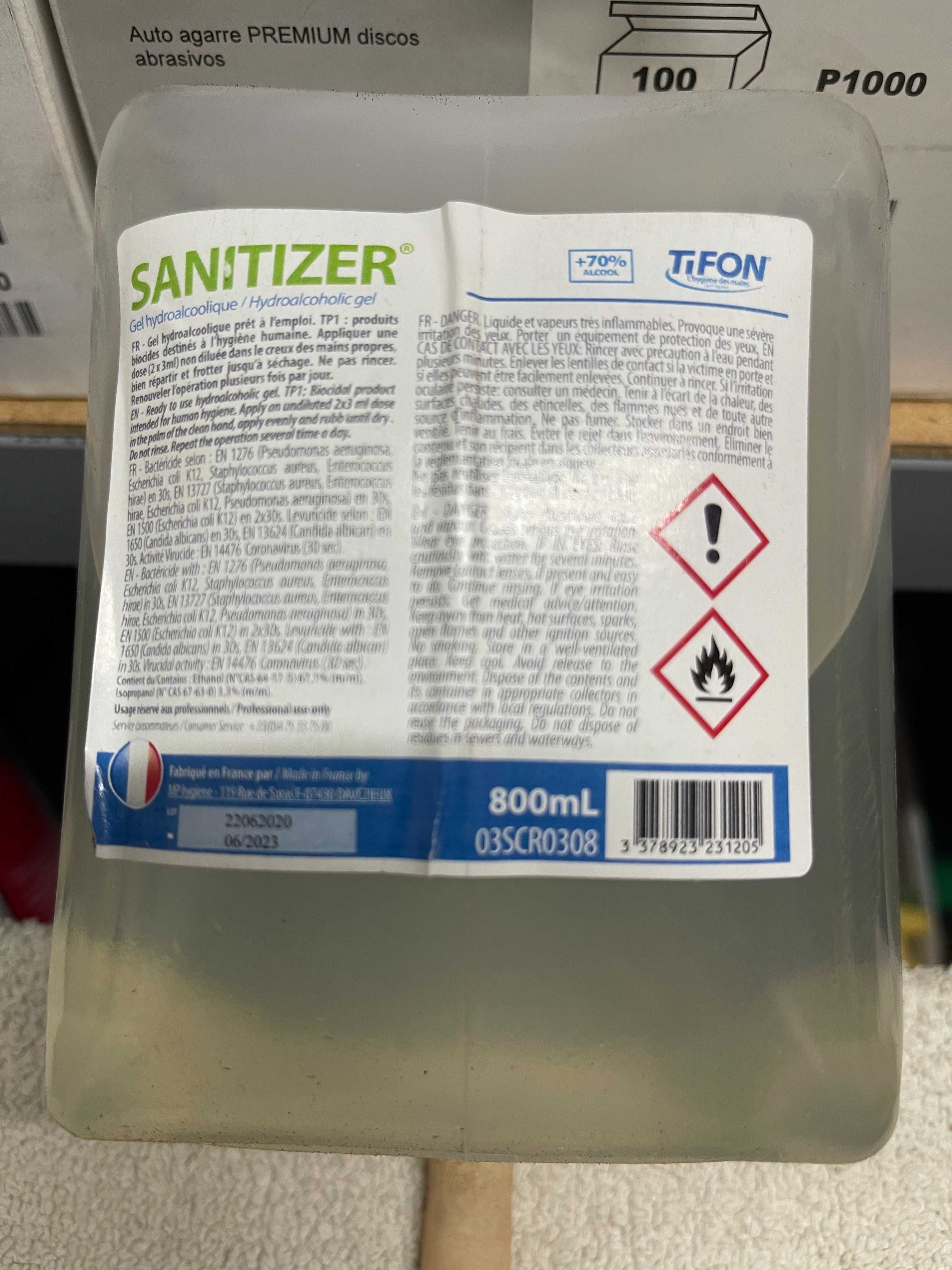 SANITIZER Gel Hidroalcoólico Virucida 800 ml