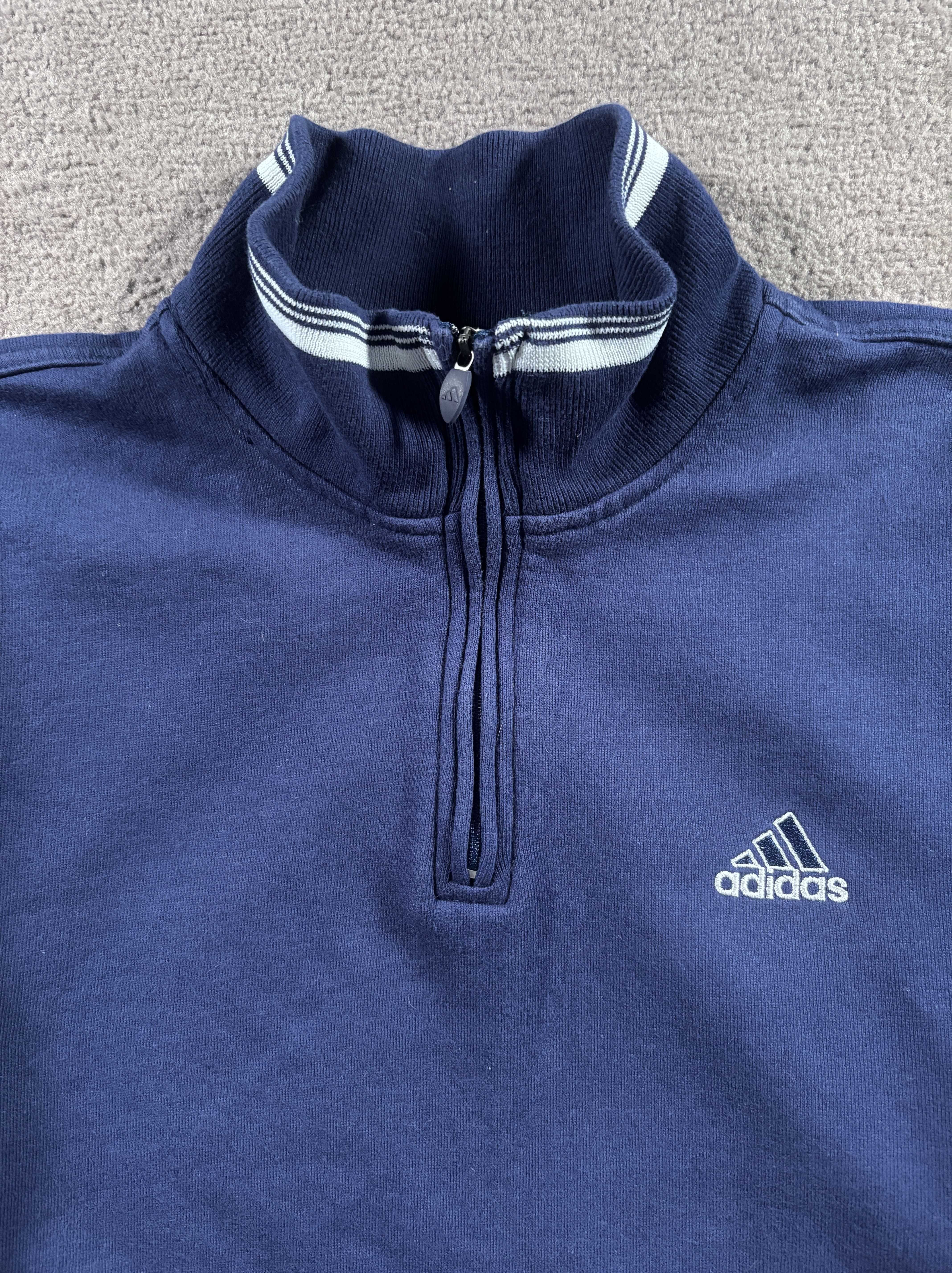 Bluza Adidas M Granatowa Vintage Haft 90s Rozpinana