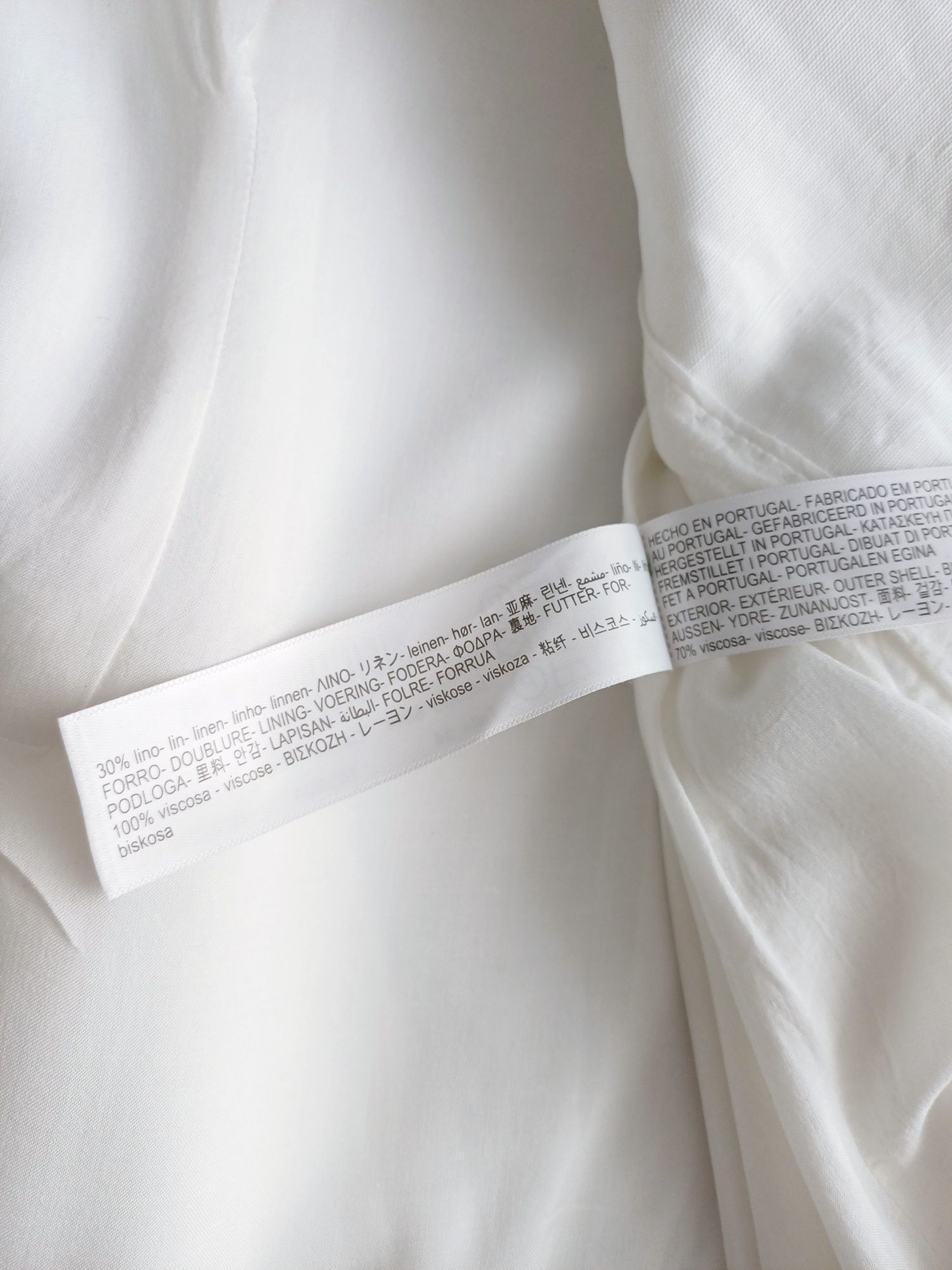 Massimo Dutti lniana marynarka biała ecru dwurzędowa len wiskoza