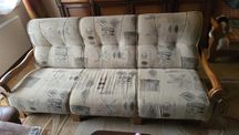 Meble wypoczynkowe drewniane, wersalka + 2 fotele