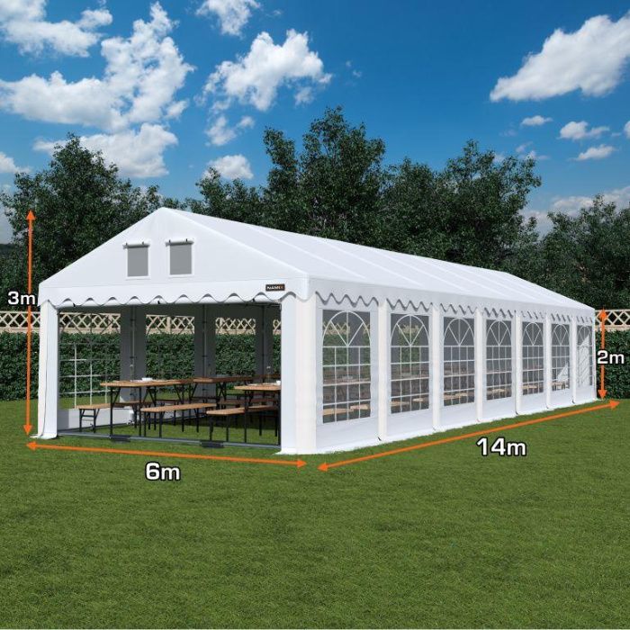 Namiot ROYAL 6x14 ogrodowy imprezowy garaż wzmocniony PVC 560g/m2
