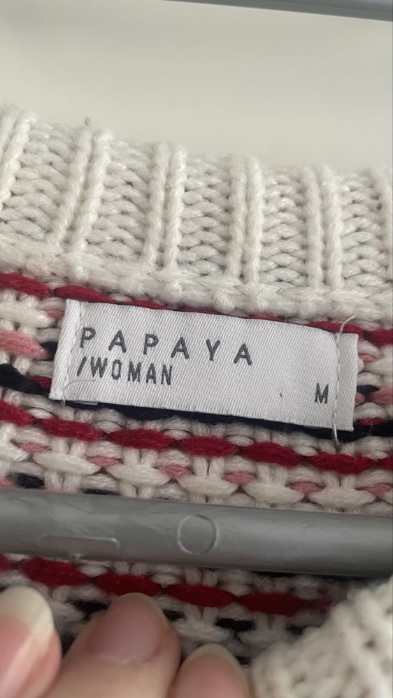Papaya kolorowy sweter M/38 ala dziergany