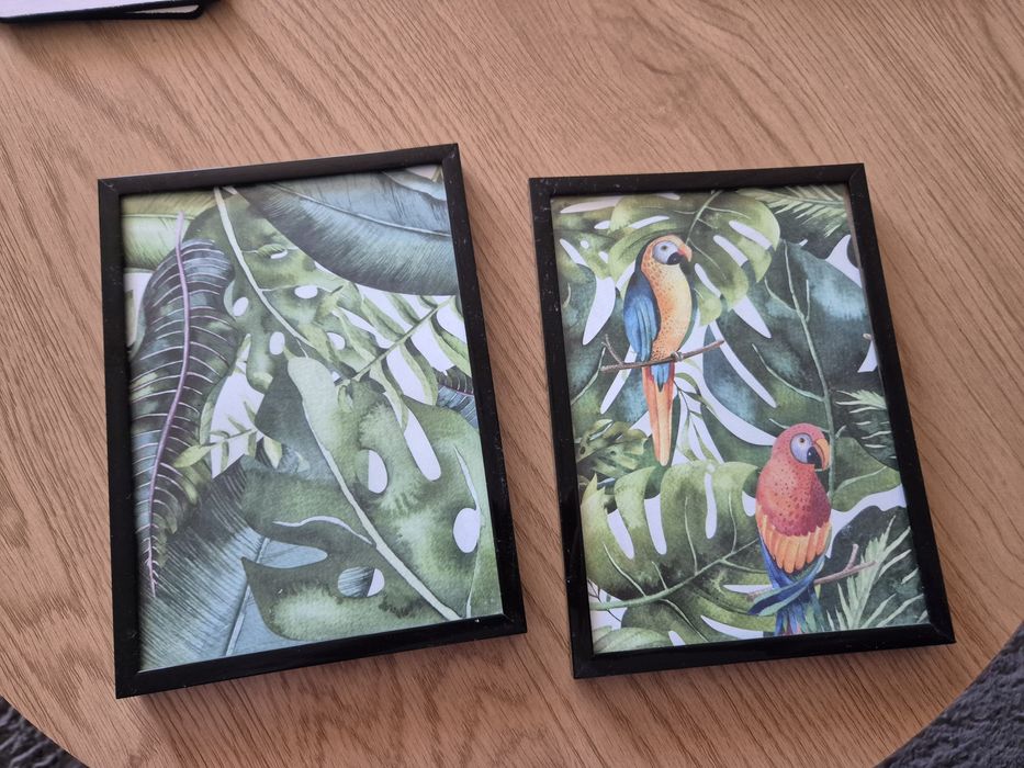 Dwa obrazki stojące czarne ramki