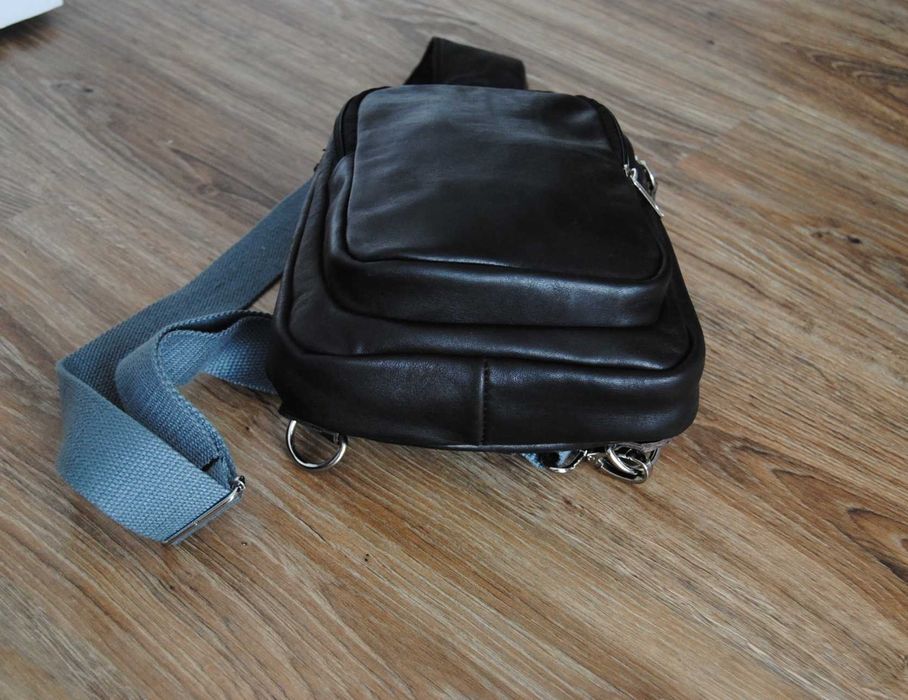 Чоловіча шкіряна сумка бананка слінг / кожаная мужская сумка слинг