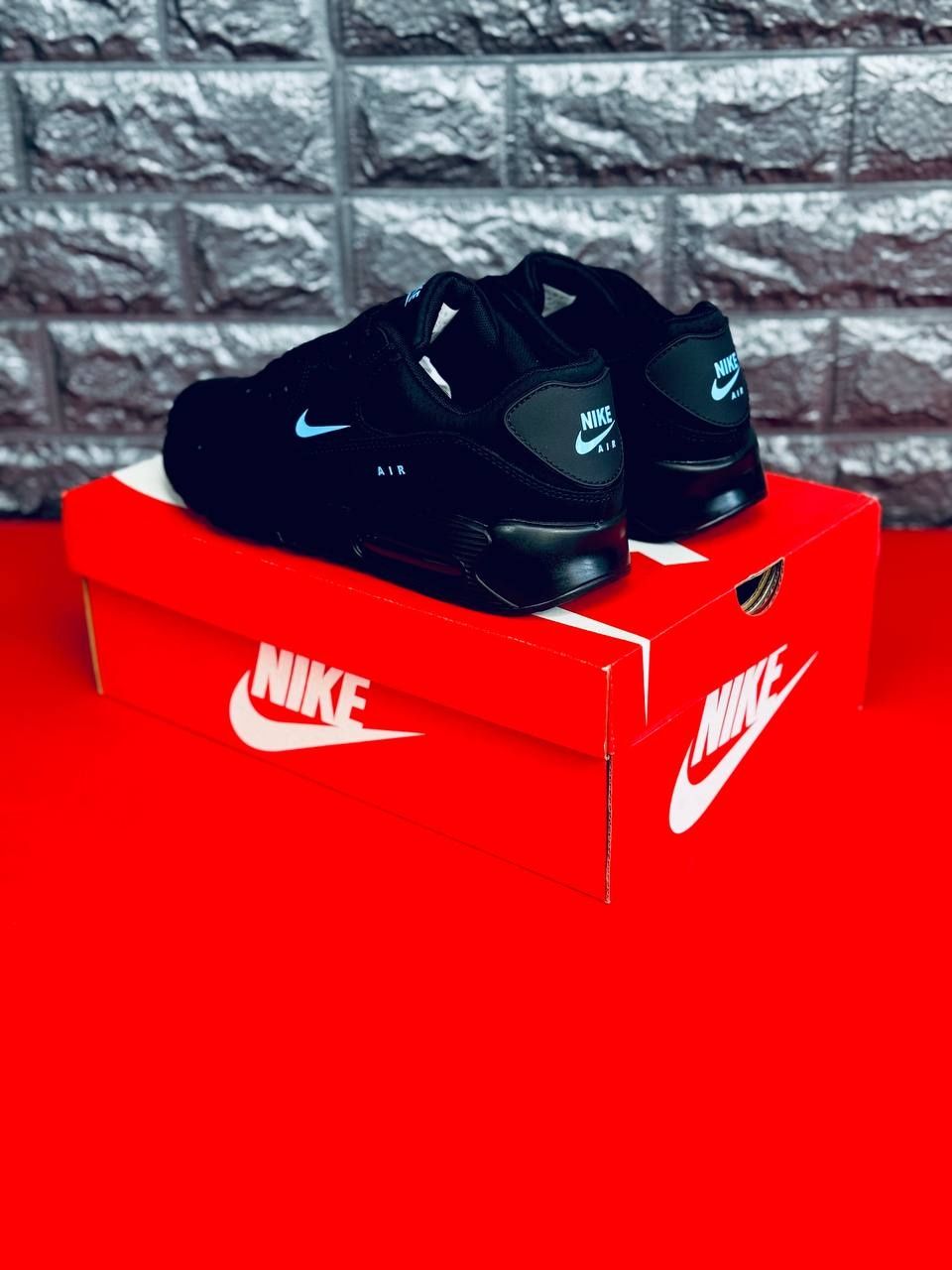 Мужские кроссовки Nike Air Max 90 Черные Кожаные Найк