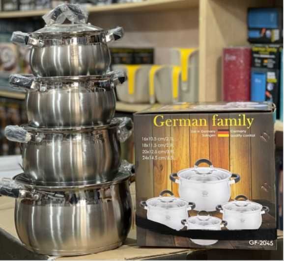 Набір каструль із нержавіючої сталі 4 штуки German Family GF-2045