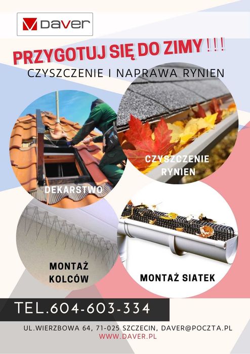 Czyszczenie rynien, naprawa rynien i dachów