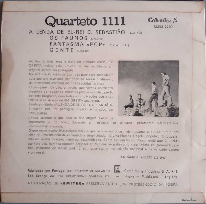 Quarteto 1111	- - - - -	A Lenda de El-Rei D. Sebastião	- - - - -	EP