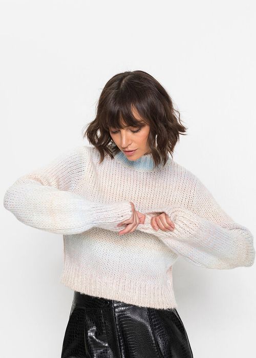 B.P.C kolorowy sweter z półgolfem krótki 48/50.