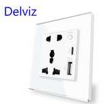 Розетка DELVIZ 220В UK / US / EU / AU + USB 5V-2.1А + Type-C 18V-3.1A