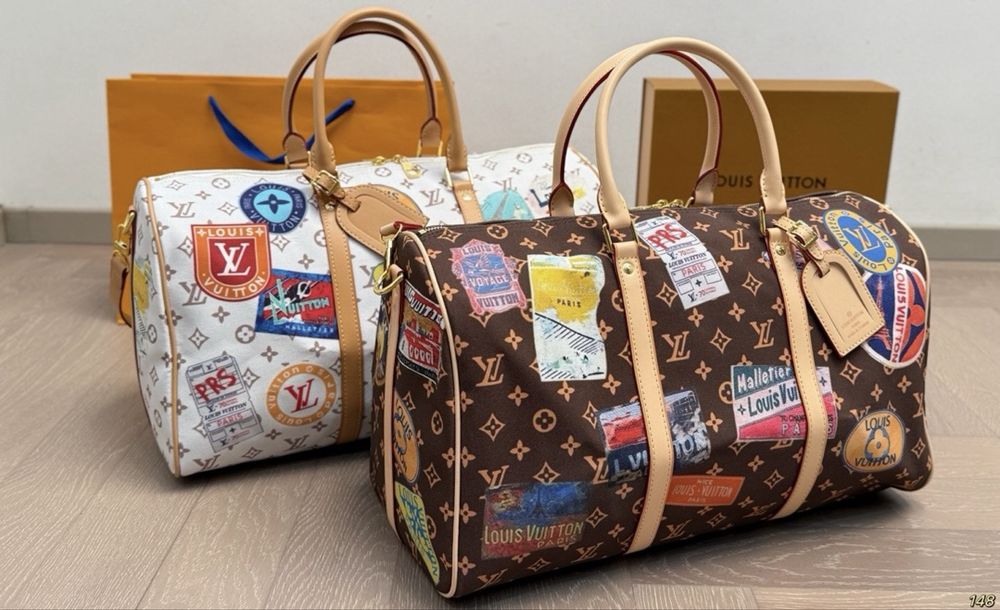 Louis Vuitton Keepall сумка спортивная коричневая белая мужская унисек