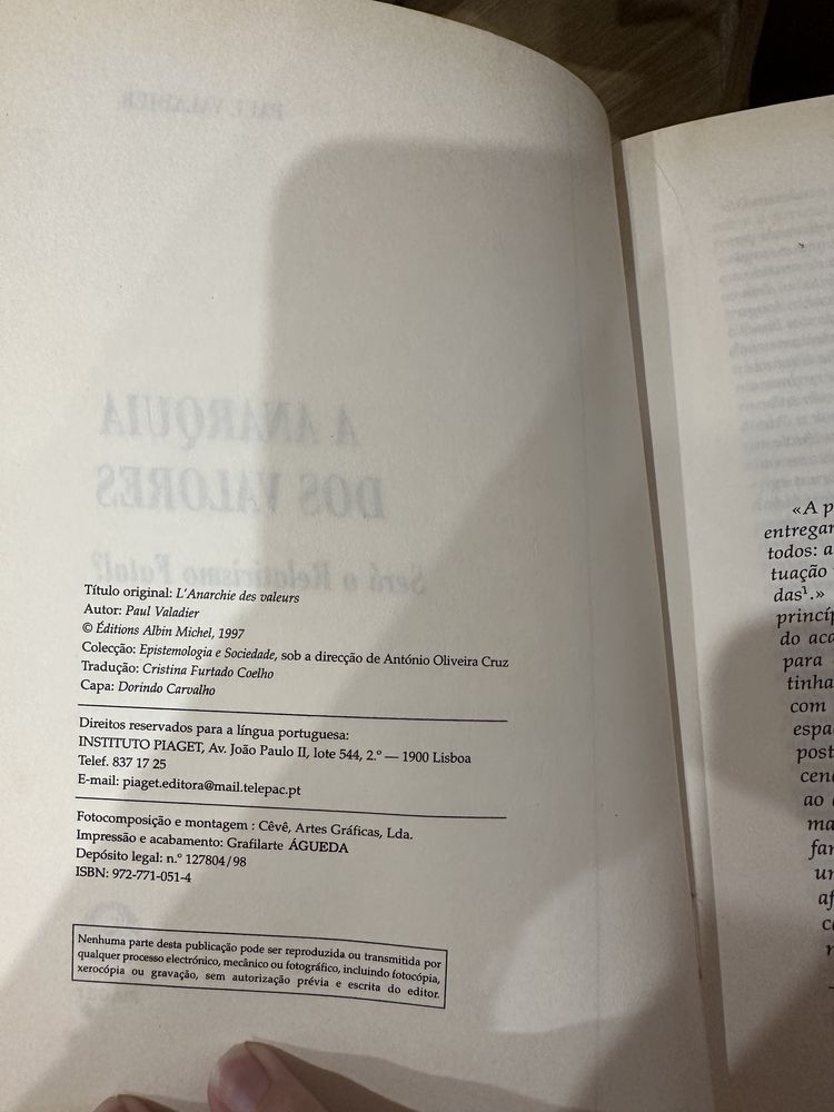 livro A Anarquia dos Valores - Será o Relativismo Fatal? de Paul Valadier