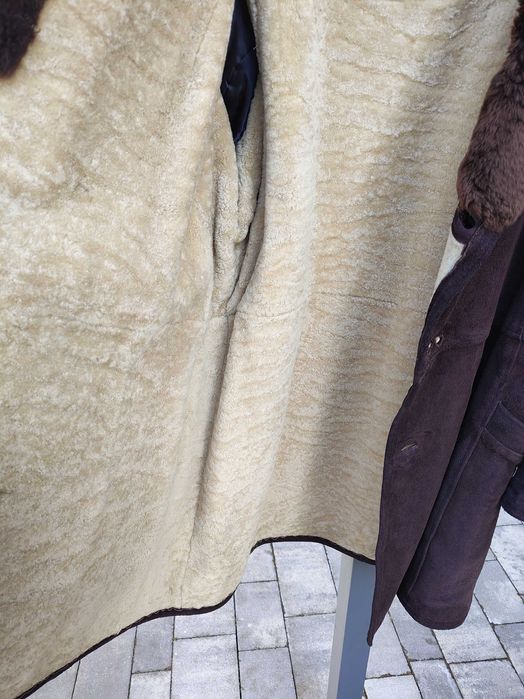 Duży kożuch męski - naturalna skóra barania - PRL