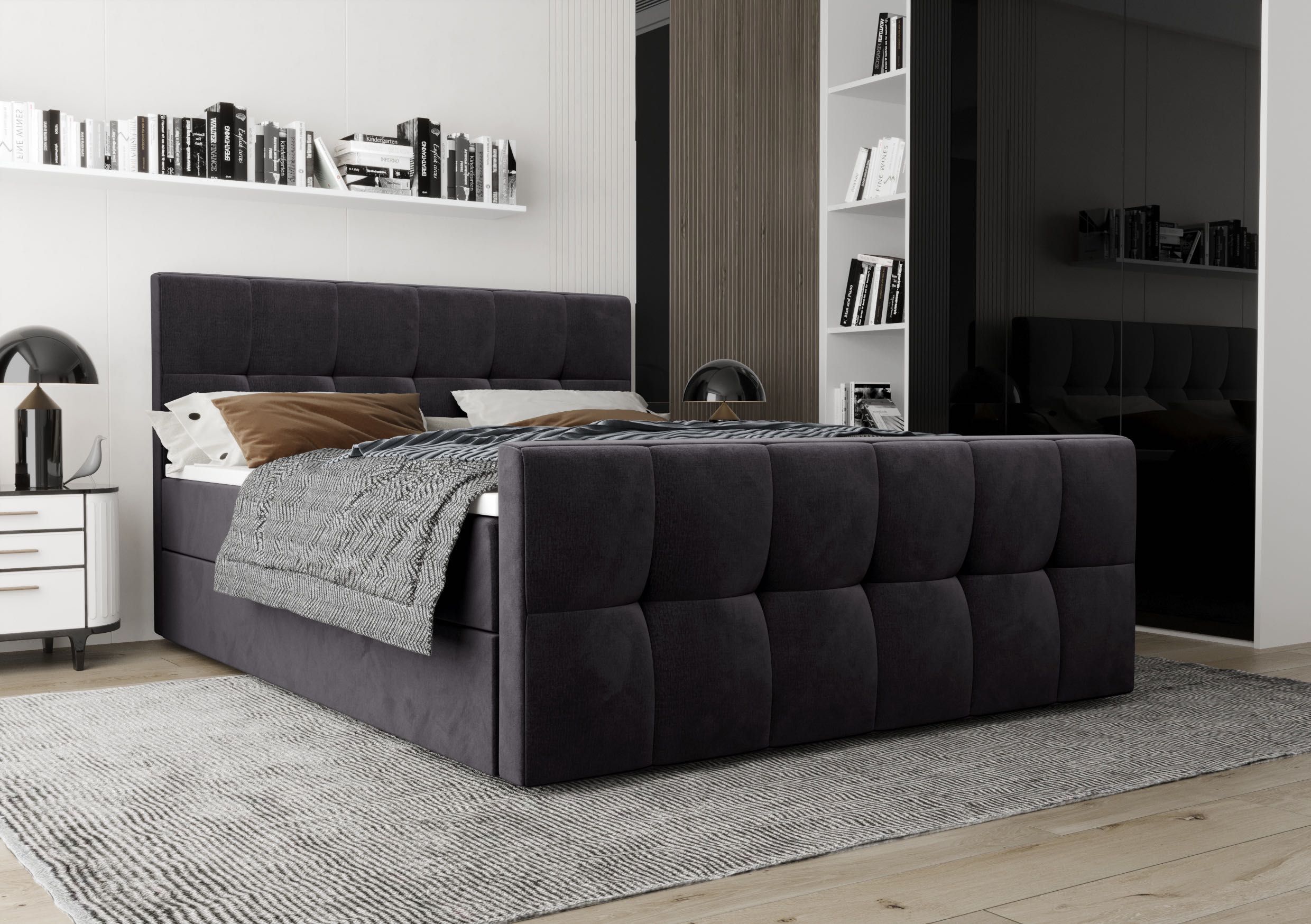 Łóżko Kontynentalne Sypialniane YORK + TOPPER 160x200 EN MEBLE