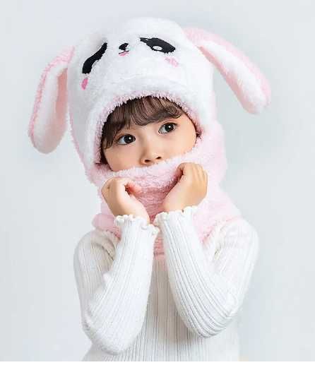 Дитяча шапка для дівчат і хлопців шарф баф мішка зайчик с ушками