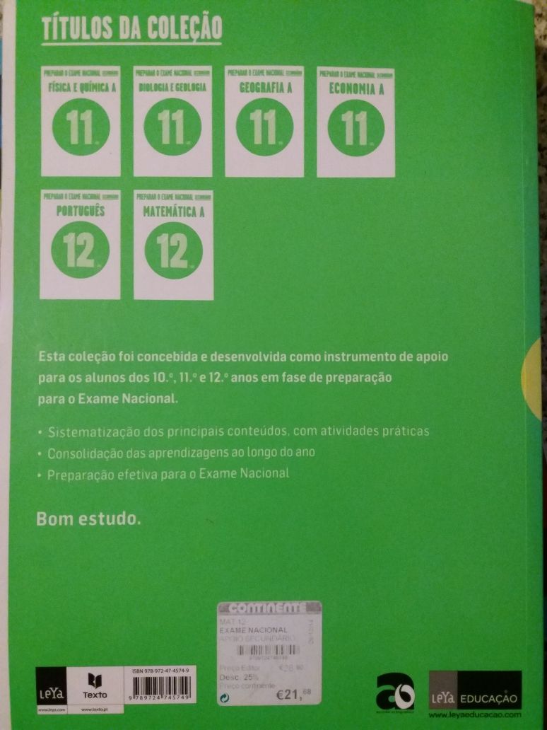 Livro Matemática A Texto Editora - Preparação exame