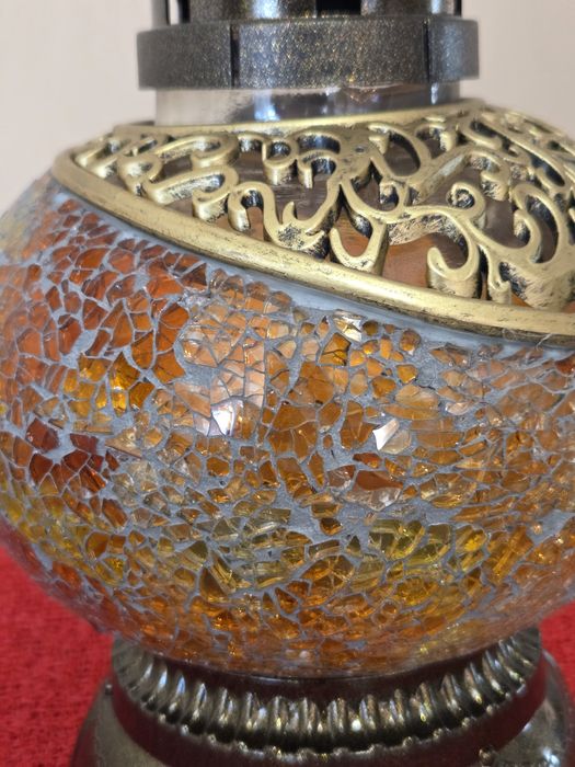 Znicz witrazowy szklany ciezki mała waza