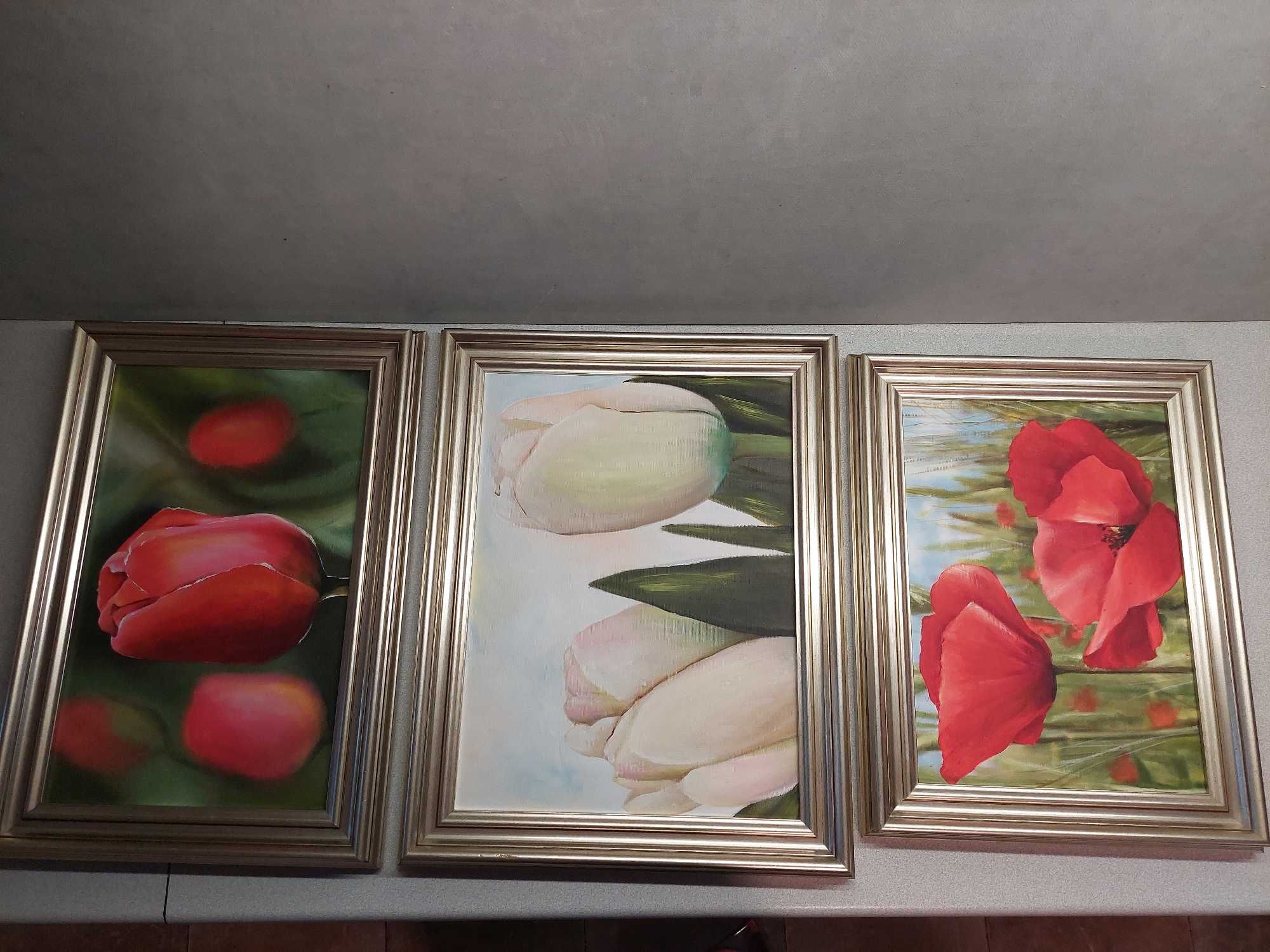 Maki, tulipany białe i czerwone (szt.3)