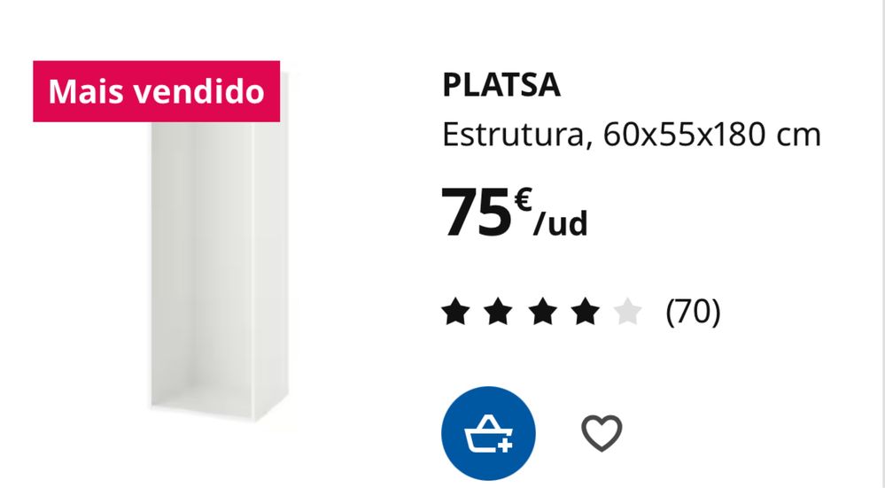 4 estruturas PLATSA da IKEA roupeiro