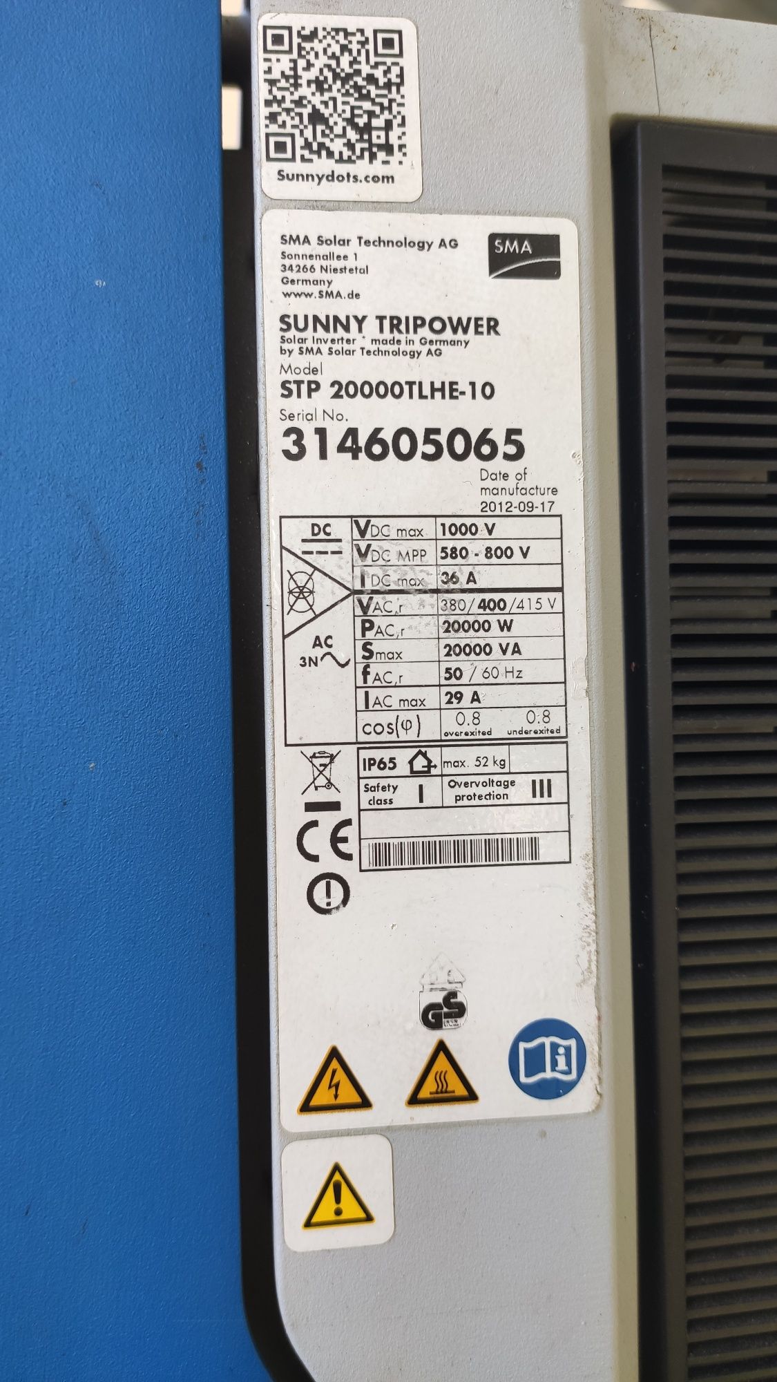 SMA inverter falownik SMA Tripower 20 kW trójfazowy