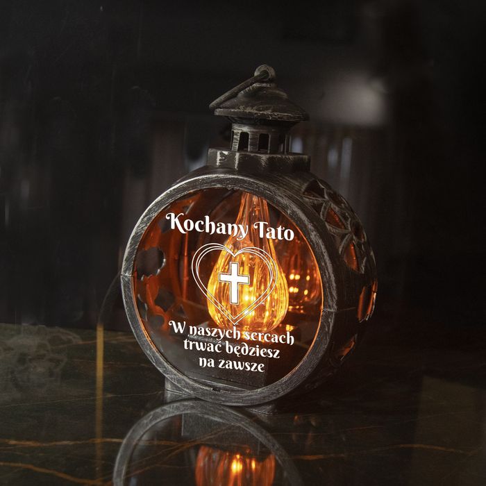 Znicz DLA TATY latarenka okragła na grób led statuetka