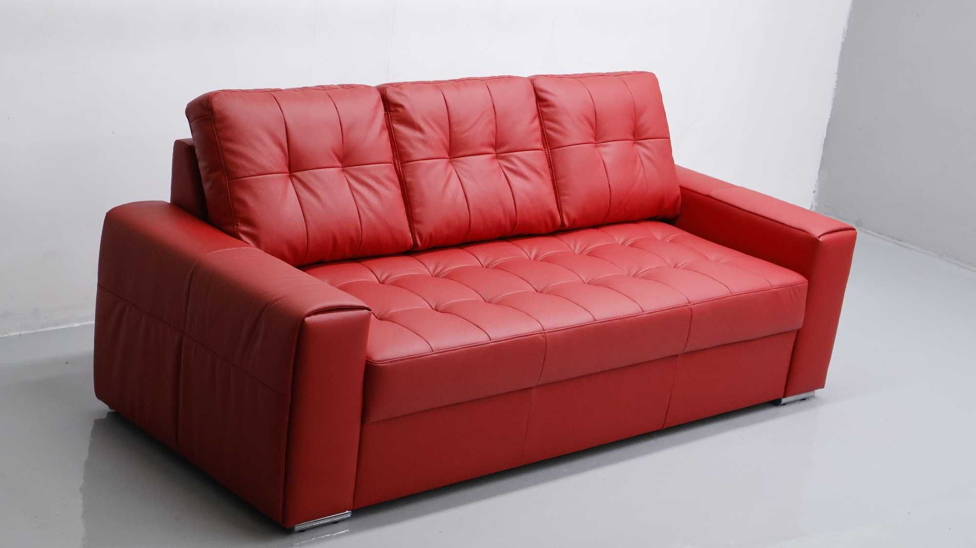 3 osobowa sofa, kanapa, czerwona SKÓRA naturalna madras 6038 SALON