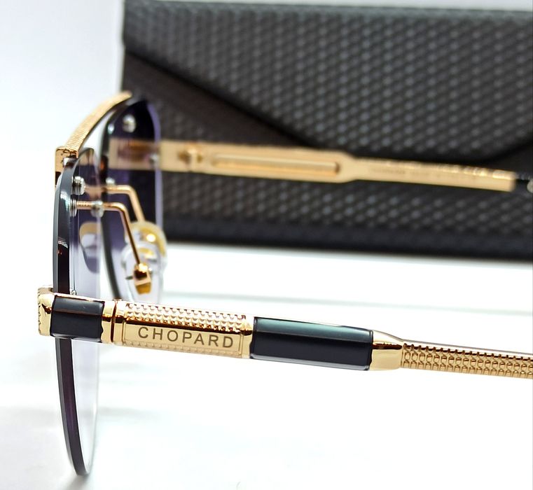 Chopard очки капли унисекс серо фиолетовый градиент в золотом металле