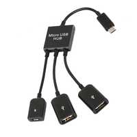 OTG, MicroUSB OTG 3-портовый хаб, адаптер для зарядки