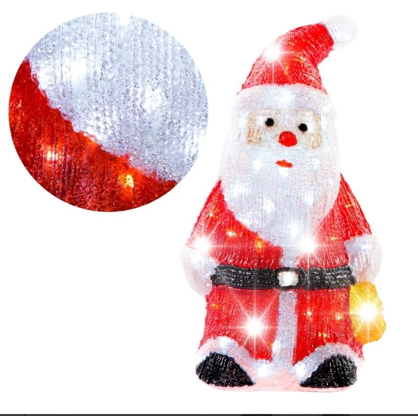 Ozdoba Świąteczna Akrylowy Mikołaj 60LED 50cm