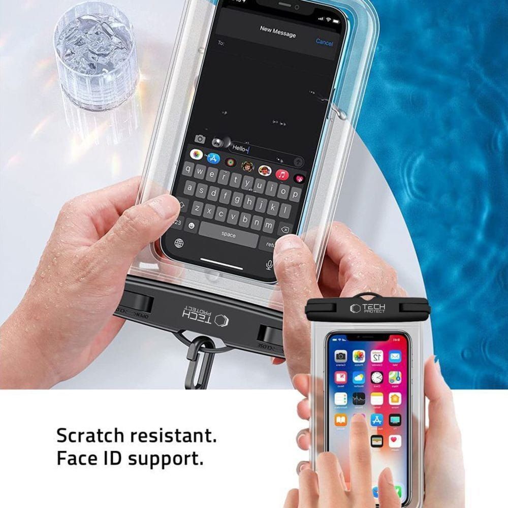 tech-protect uwc7 universal waterproof case 6.9 inch black/orange