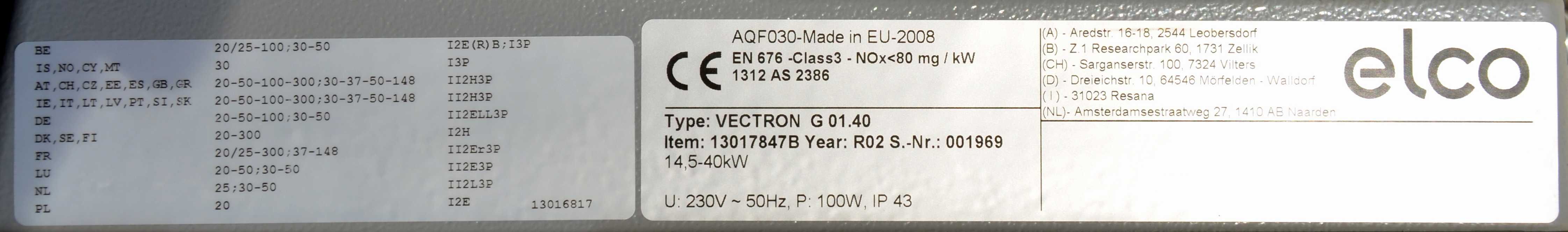 Palnik gazowy Elco G0 1.40 Vectron 14,5-40kW