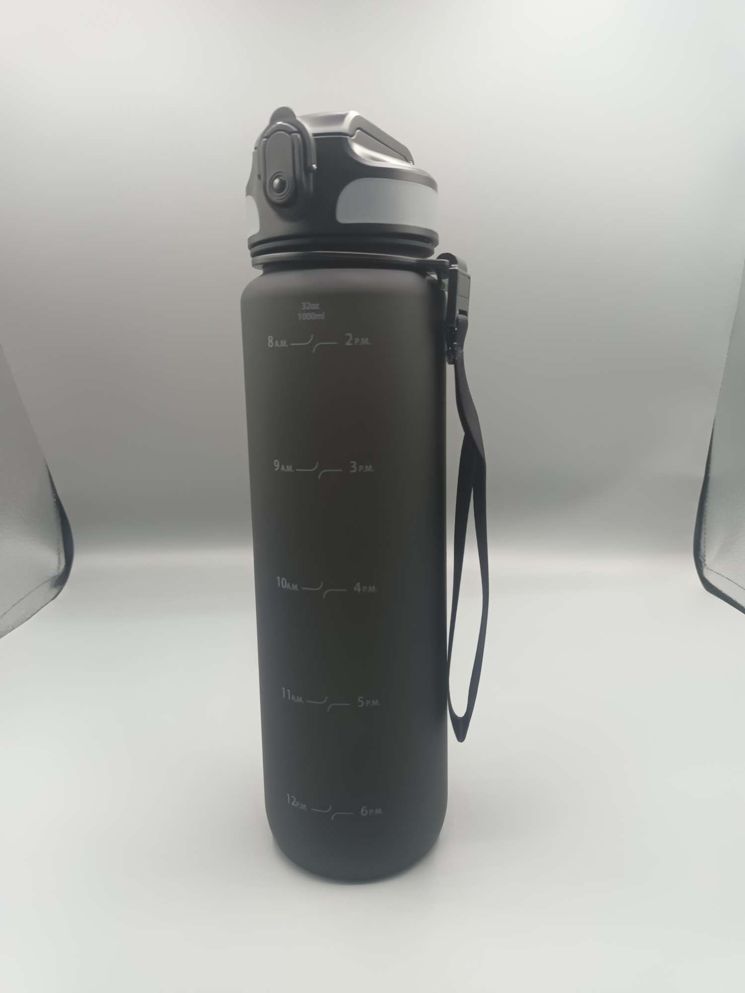 Hydracy Butelka na wodę z podziałką czasową i słomką, 1 l, bez BPA