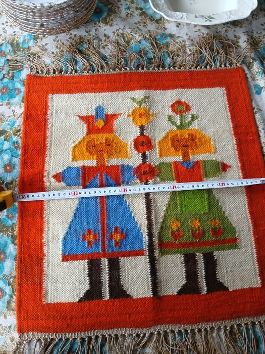 Cepelia PRL wełniany kilim krakowska para fajny prezent świąteczny