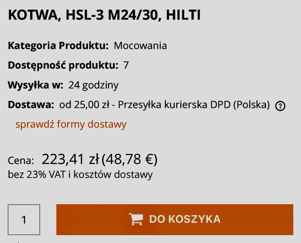 Kotwa HSL-3 M24/60 HILTI
