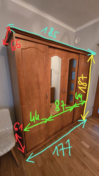Szafa 4 drzwiowa suwana brązowa na ubrania