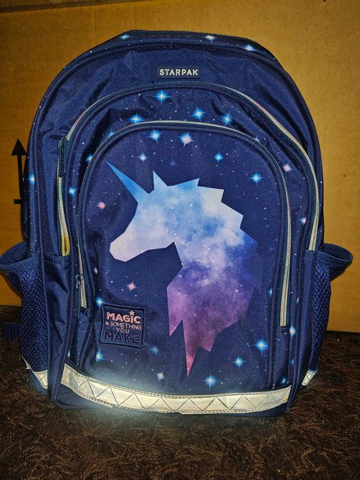 Plecak szkolny dla dziewczynki, jednorożec, granatowy, Starpak