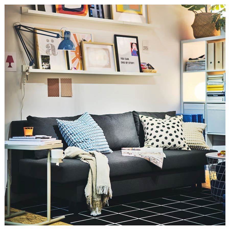 ALVDALEN Sofa 3-osobowa, rozkładana, Knisa ciemnoszary NOWA