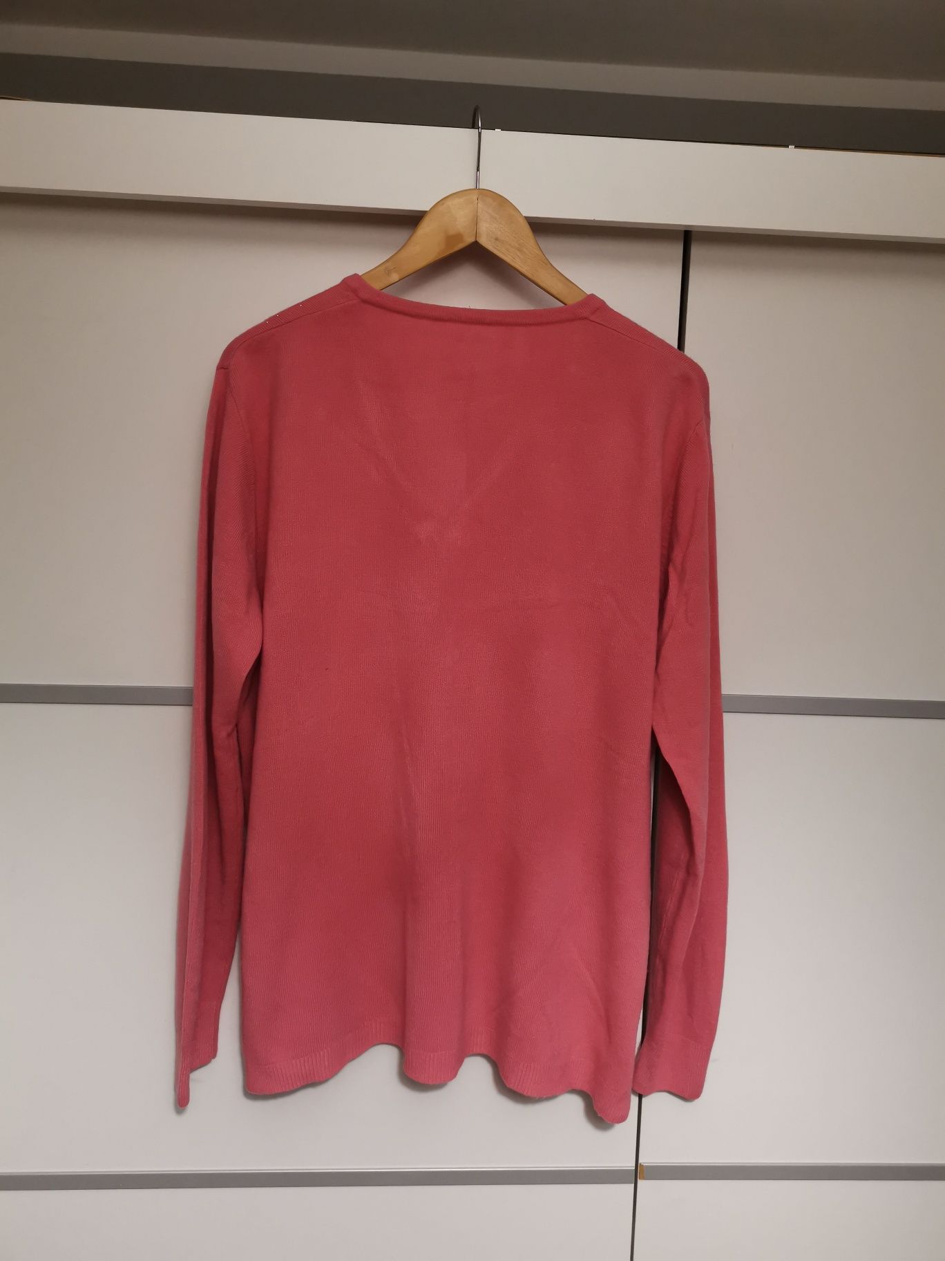 Różowy sweter bluzka plus size dżety wełna 56 8XL wiosna