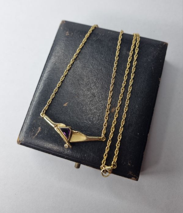Złoty naszyjnik z ametystem złoto 585