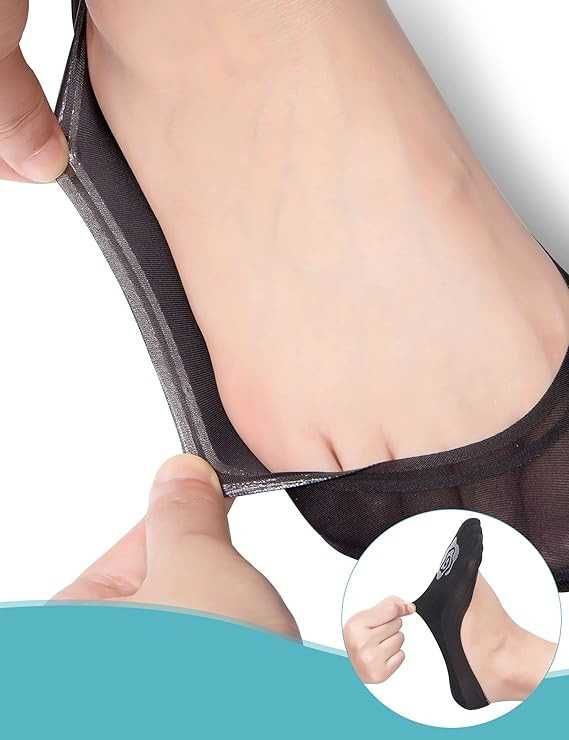 Zestaw 4 Par Niewidocznych Stopek MELLIEX Baleriny Czarny Nude 34-38