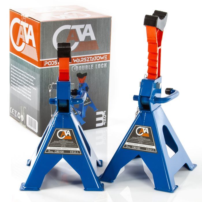 2X Kobyłki 3T Podstawki Warsztatowe Podpory Z Blokadą Gumą Pinem Reg