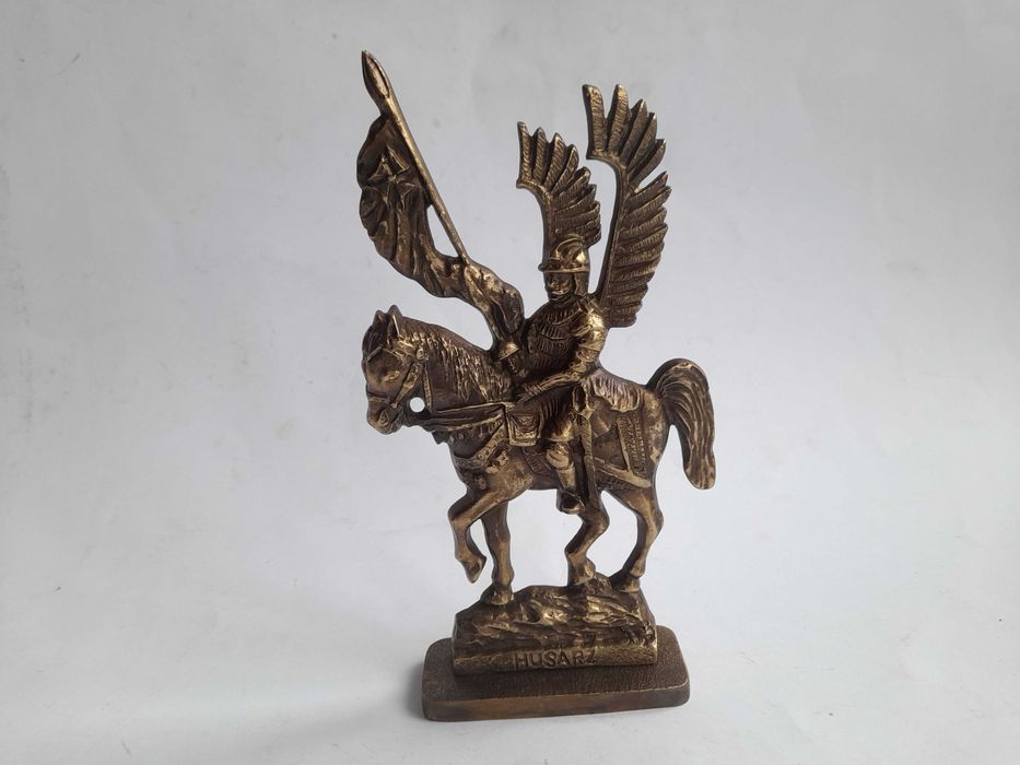 Figura Polski Husarz, husaria, mosiądz 17,5 cm