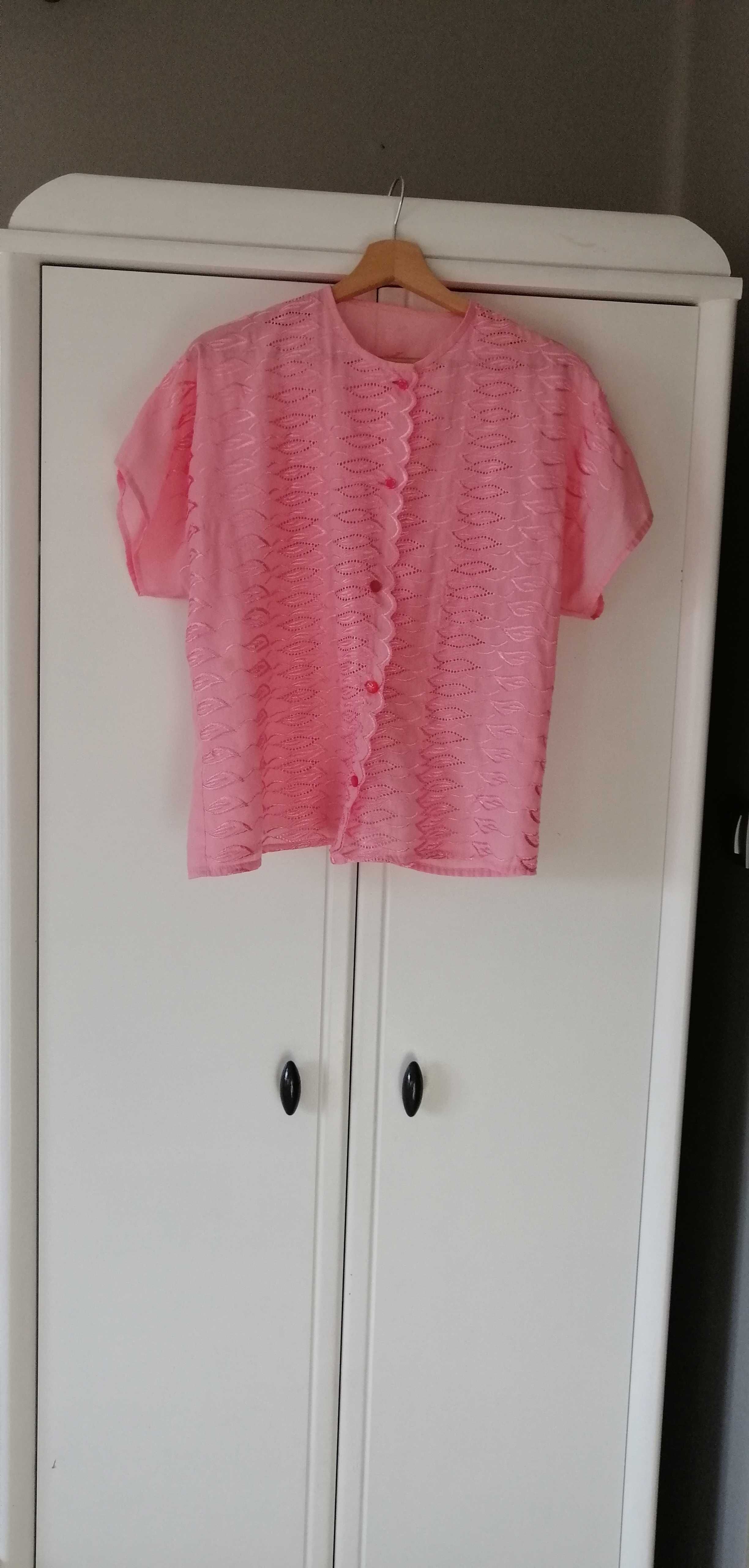 różowa bluzka z krótkim rękawem 40L 38M retro vintage t-shirt z prlu