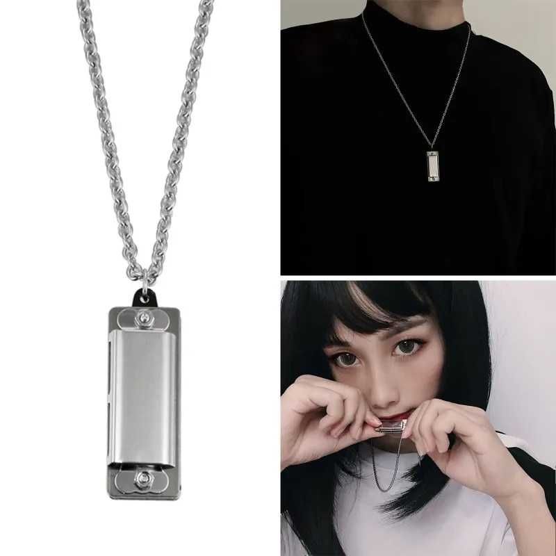 Мини губная гармошка на цепочке кулон на шею Mini Harmonica Necklace