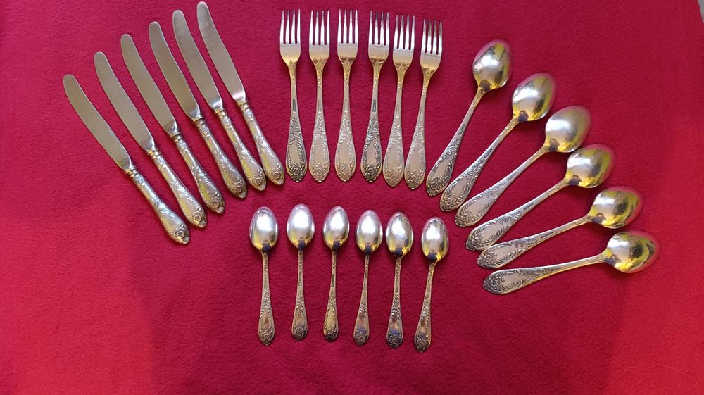 Sztućce posrebrzane rokoko 24 sztuki ZSRR