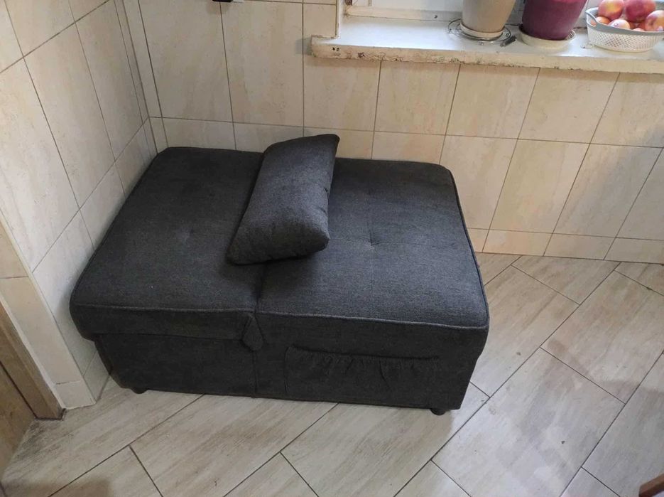 Fotel Wypoczynkowy Rozkładany IBERIS 80 cm Czarny Tapicerowany