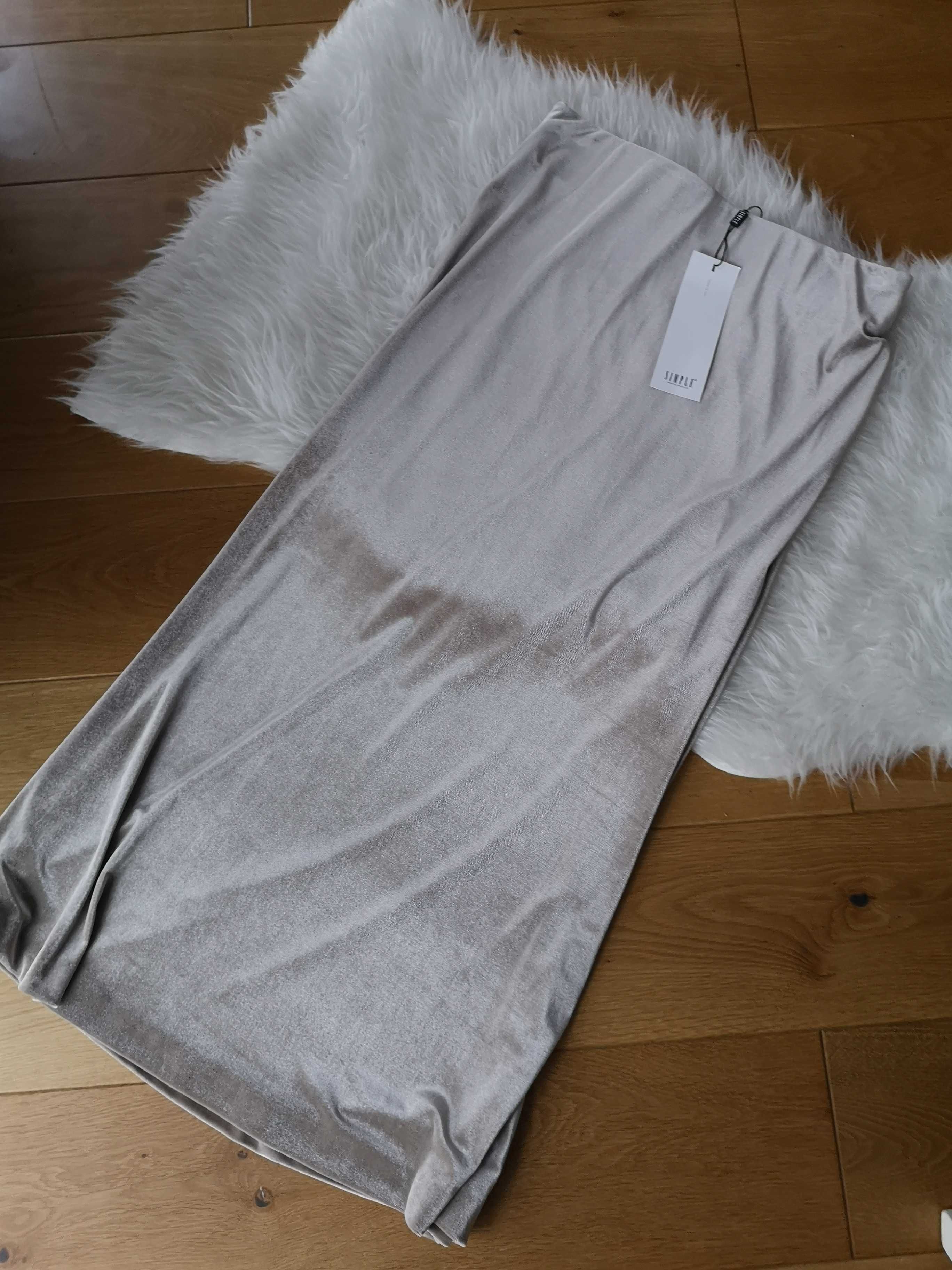 Simple Cp złota pudrowa spódnica maxi dluga 34/XS